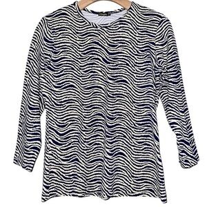 J. McLaughlin Women’s Size M Blue White Zebra Striped Catalina Shirt Top